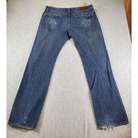 Zoo York Jeans Mens 36 Blue Regular Fit Dark Wash Distressed Straight Leg Denim - Picture 7 of 13